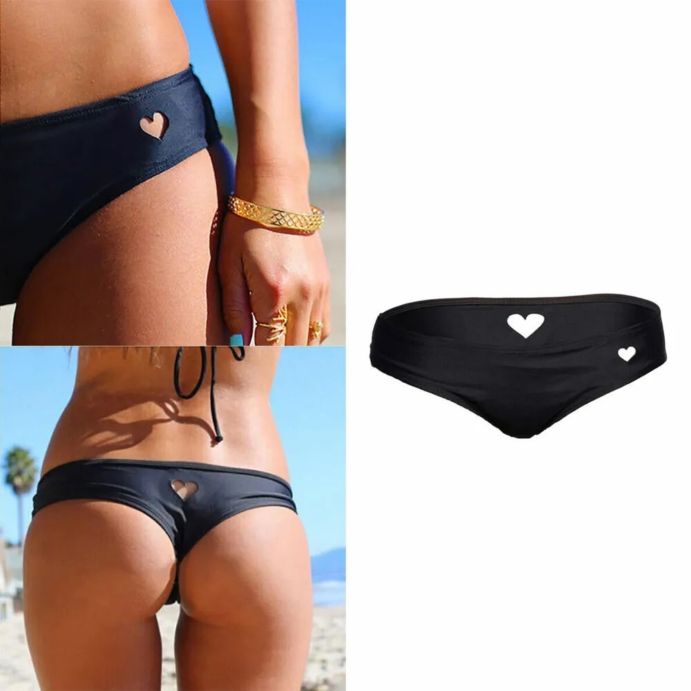 Never Worn Heart Cut-out Black Bikini Bottoms, Size small